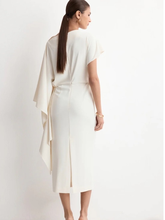 MANGO NWT one shoulder draped dress in burgundy maroon color - Picture 3 of 12